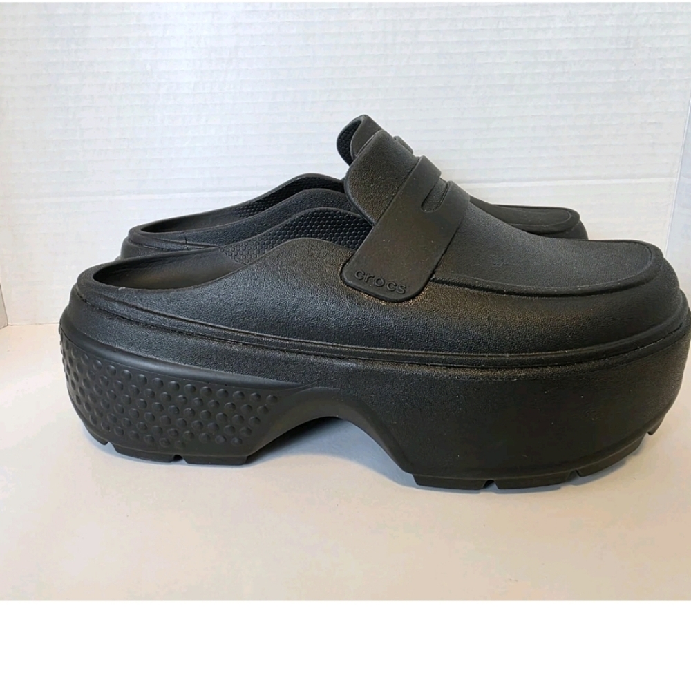 Crocs Stomp Loafer Unisex Black Slip On Platform Casual Sandal Womens 7 Mens 5 - Picture 7 of 10